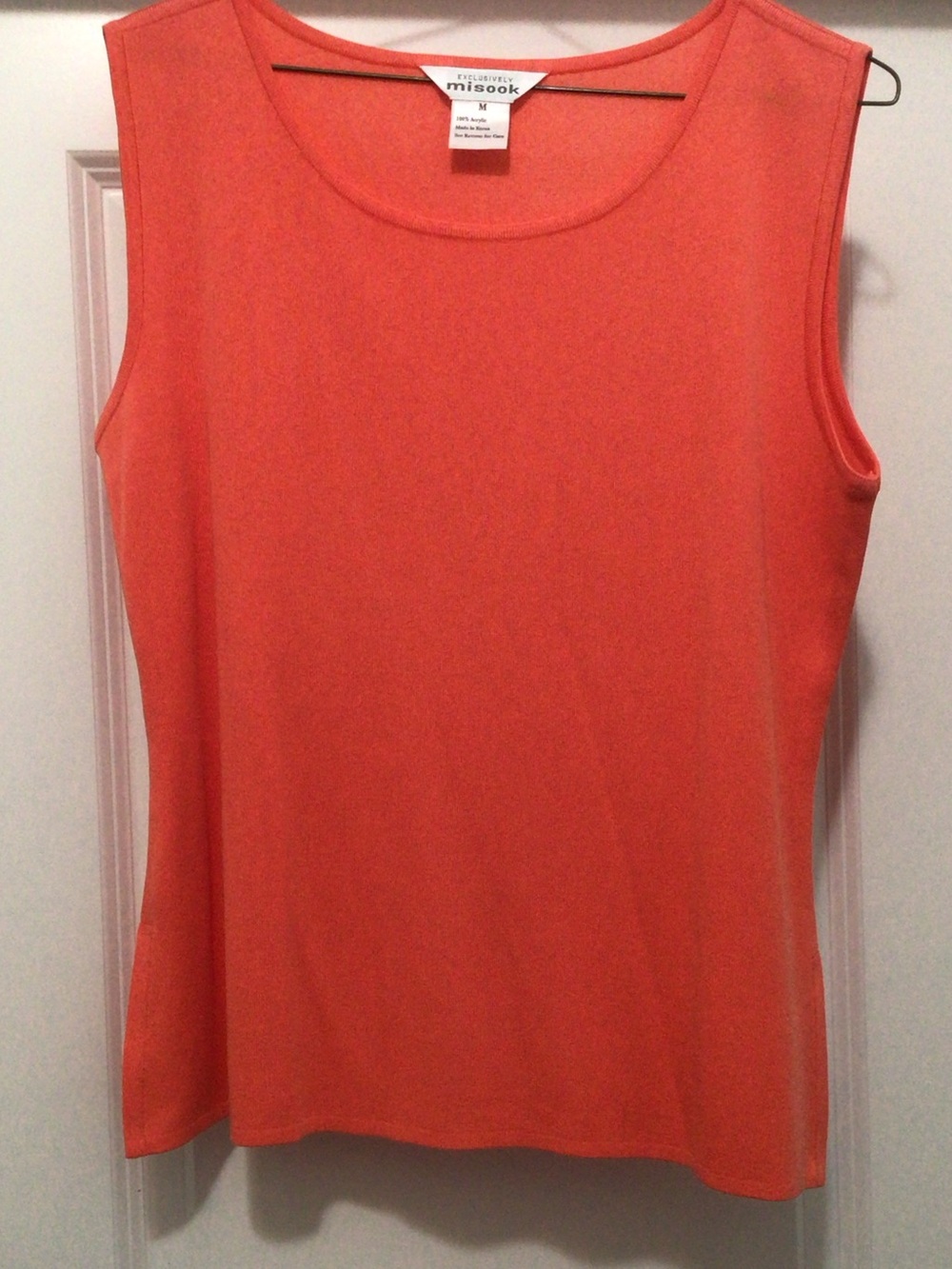 Misook Coral-Orange Sleeveless Tank Top